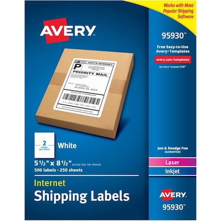 AVERY Label, Shpng, 5.5X8.5, We, 500 2PK AVE95930